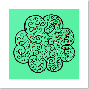 St Patrick's Day Four-Leaf Clover with Irish Vines - Line Art Posters and Art